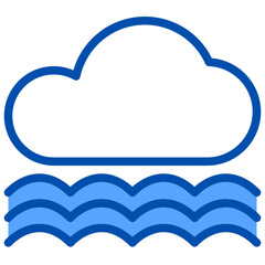 Incoming tide blue outline icon