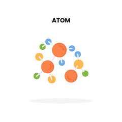 Atom flat icon. Vector illustration on white background. Can used for digital product, presentation, UI and many more.