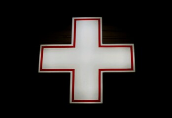 Obraz premium cross on red background