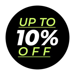 Black circle sale discount up to 10 percent off, Halloween sale tags black color