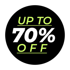 Black circle sale discount up to 70 percent off, Halloween sale tags black color