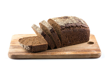 Rye bread slices isolated on white background