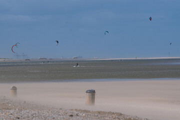 kite surfing on the beach
