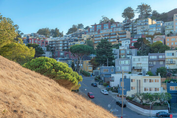 Residential area view from Kate Hill park at San Francisco, California
