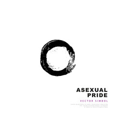 A symbol and a sign of asexual pride. The black outline of the circle. Black brush strokes drawn by hand. Lack of sexual orientation