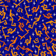 Abstract Funky Shapes Stars Vector Seamless Decorative Pattern