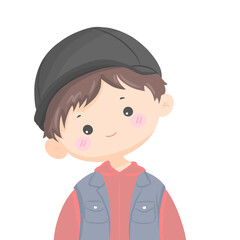 cute young boy kid wearing vest and hat