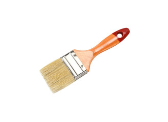 Closeup of a paintbrush on a white background