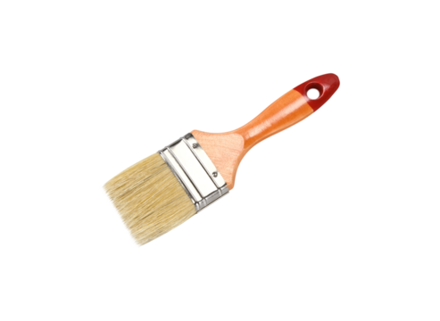 Closeup of a paintbrush on a white background