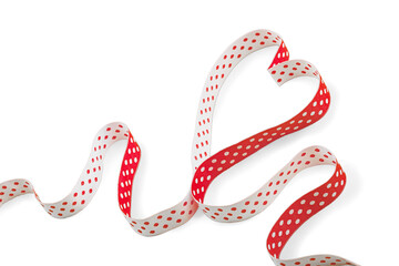 Close up of  red ribbon on white background