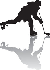 silhouette of people playing hockey