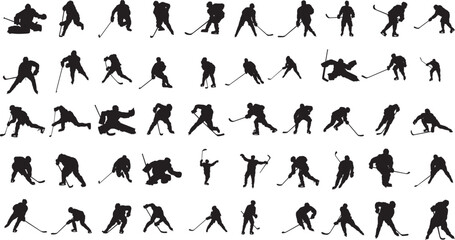 Fototapeta na wymiar silhouette of people playing hockey