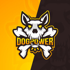 Dog Power Mascot Logo Skull Bones