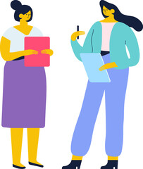 Women talking flat vector illustration