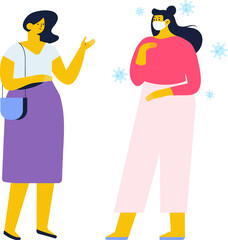 Women talking flat vector illustration