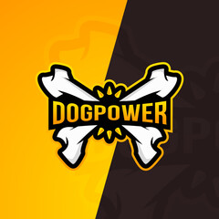 Dog Power Mascot Gaming Logo Cross Bones