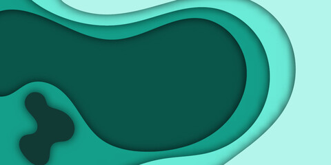 Paper cut design banner green color. vector illustration abstract background. layout blank use for text message presentations. green color wallpaper.