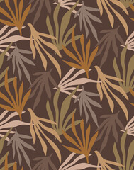 Abstract Hand Drawing Geometric Leaves Seamless Vector Pattern Isolated Background