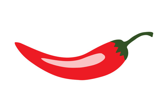 Hot red chili pepper. Red pepper isolated on white background, high quality vector. Illustration of food hot chilli pepper in flat minimalism style.	