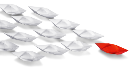 Set of   paper ships,Leadership concept