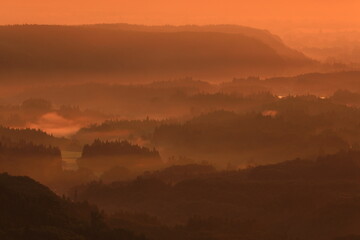 岩手県奥州市　夜明けの胆沢平野