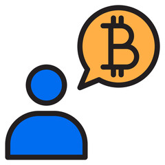 Bitcoin color line style icon