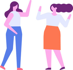 Women talking flat vector illustration