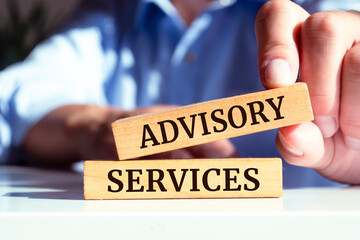 Wooden blocks with words 'Advisory Services'. Business concept