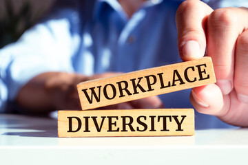 Wooden blocks with words 'Workplace Diversity'.