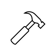 Hammer line icon isolated on white background 