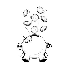 Abstract Doodle Elements Piggy Bank With Coins Money Cash Finance Price  Hand Drawn Business Sketch Vector Design Style Background Illustration Cartoon Icons