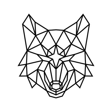 Geometric head wolf logo icon vector illustration