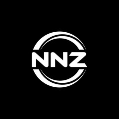 NNZ letter logo design with black background in illustrator, vector logo modern alphabet font overlap style. calligraphy designs for logo, Poster, Invitation, etc.