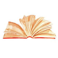 Open book, pages watercolor illustration. Template for decorating designs and illustrations.
