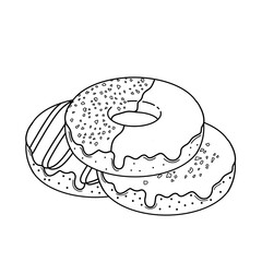 Doodle illustration donut lline art