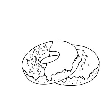recommend clip art: Doodle illustration donut line art