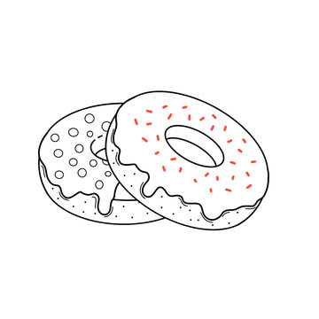 recommend clip art: Doodle illustration donut line art