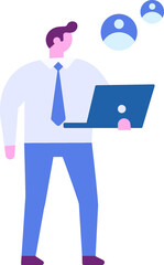 Person with laptop flat vector people