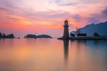 Beautiful Sunset at coastal beach in Langkawi Island, Kedah, Malaysia. - 540002103