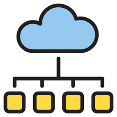 Cloud color line style icon