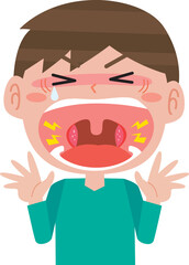 扁桃腺が痛い男の子