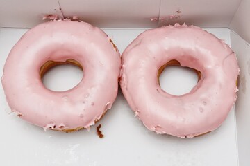 Donut strawberry in the box