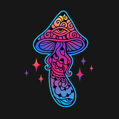 Magic Mushrooms. psychedelic Vector illustration.