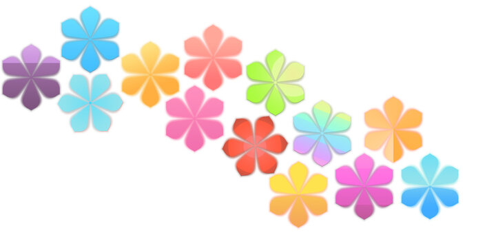 illustrazione di spazio con corolle di fiori su sfondo trasparente