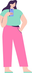 Vector Person  holding phone in hand flat vector illustration