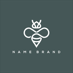 Honey bee line art icon logo