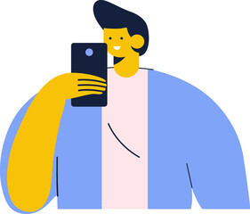 Vector Person  holding phone in hand flat vector illustration