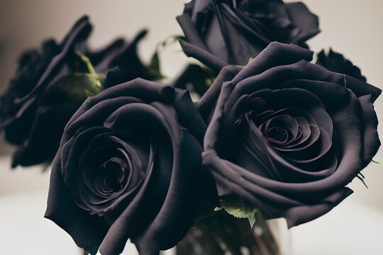 A bouquet of black roses.	