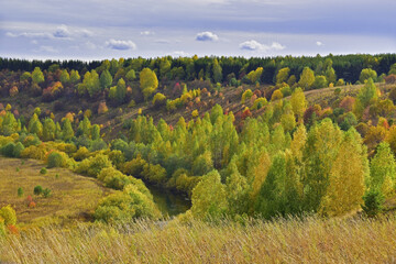 The valley of the Shakva River in autumn colors