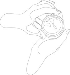 Continuous line drawing of hands holding cosmetic cream. Vector illustration.
